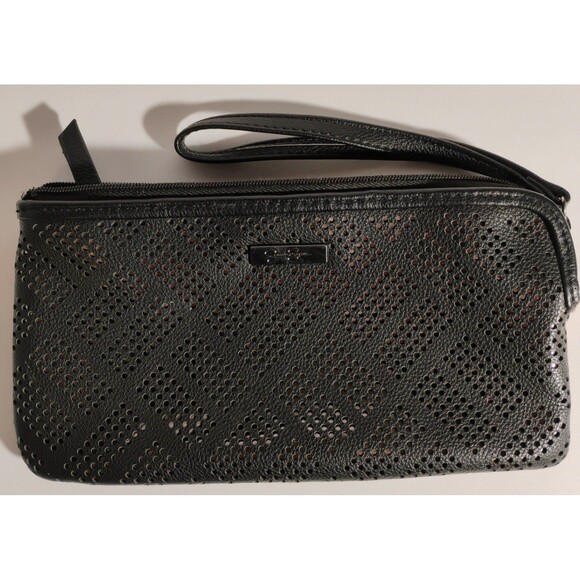 Jessica Simpson Black 2 Zipper Clutch Handbag - Picture 1 of 8